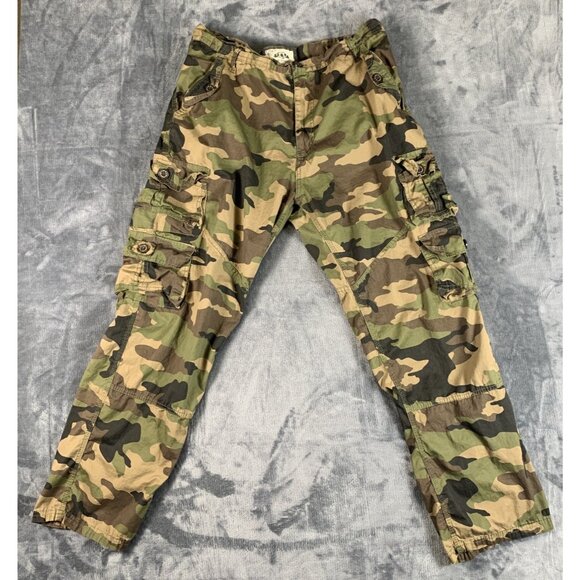 PJ Mark I-FE Apparel Pants Mens 38x32 Green Camo Cargo Military (Fits 36x29) - Picture 1 of 8